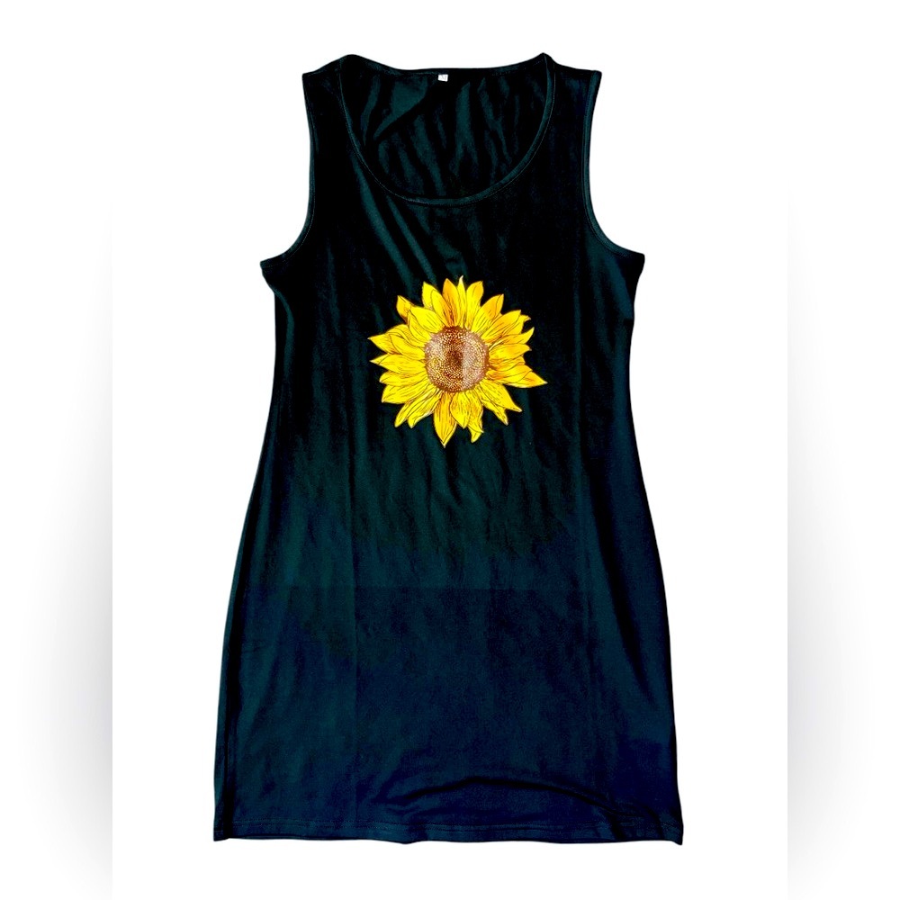 Boutique Black Sunflower Mini Tank Dress - Picture 2 of 7